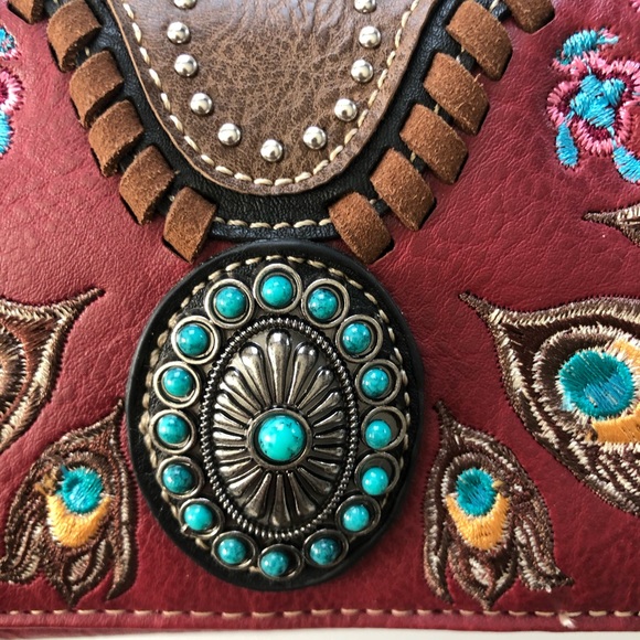Crossbody Wallet Southwestern Style Red - Picture 9 of 9
